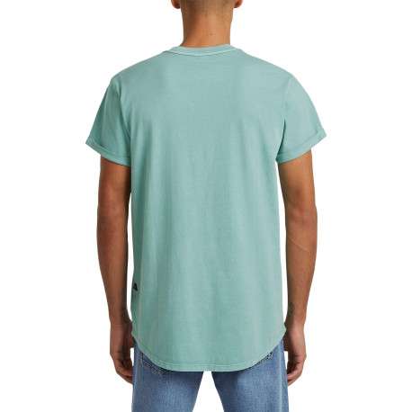 T-shirt en coton biologique vert d'eau uni avec un logo sur le coeur - Image 4