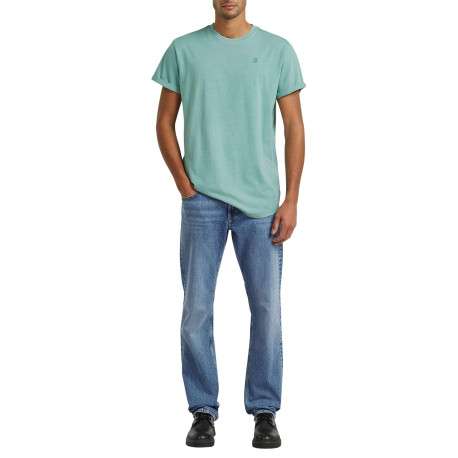 T-shirt en coton biologique vert d'eau uni avec un logo sur le coeur - Image 5