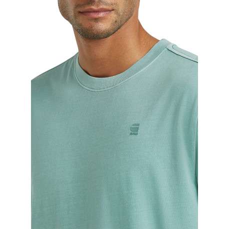 T-shirt en coton biologique vert d'eau uni avec un logo sur le coeur - Image 7