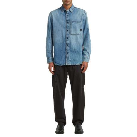 Chemise en jean en coton bleue unie avec une coupe droite et 1 poche - Image 5