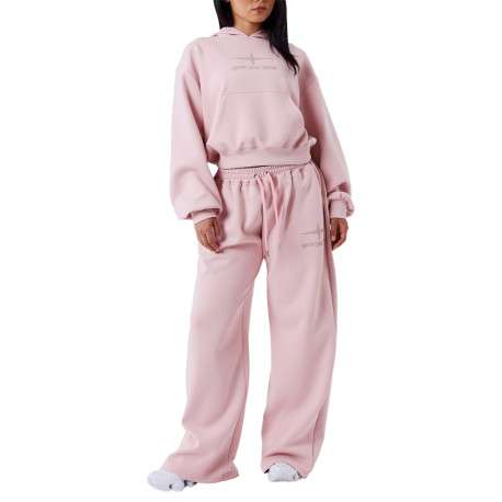Pantalon Jogging rose uni avec une coupe droite et un logo imprimé