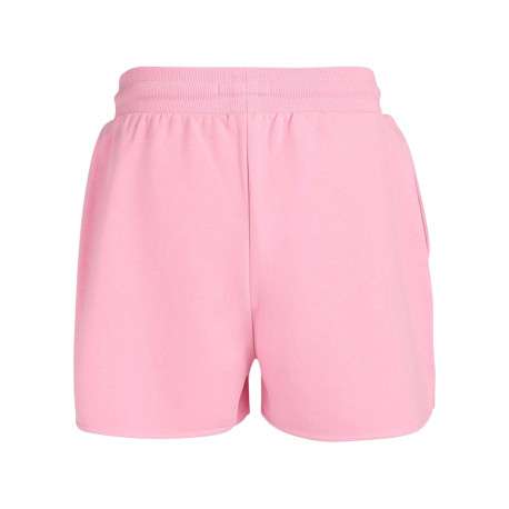 Short en coton mélangé rose à coupe droite pourvu d'une taille élastiquée - Image 2