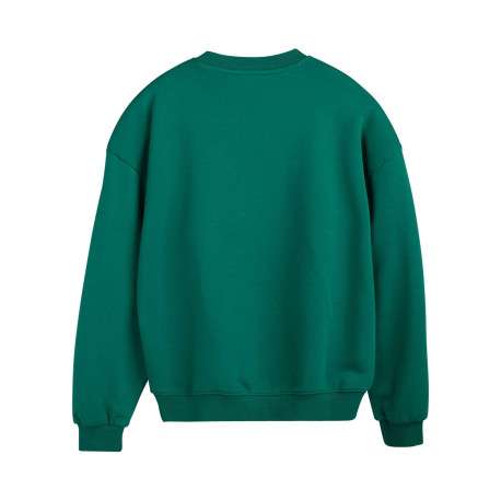 Sweat en coton mélangé vert à coupe ample pourvu d'un col rond - Image 2