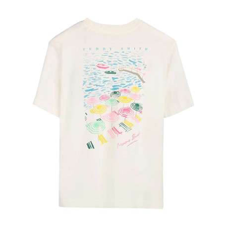 T-shirt en coton blanc imprimé dans le dos et pourvu d'un col rond - Image 2