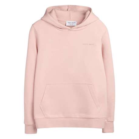 Sweat en coton mélangé rose à coupe droite pourvu d'un col à capuche