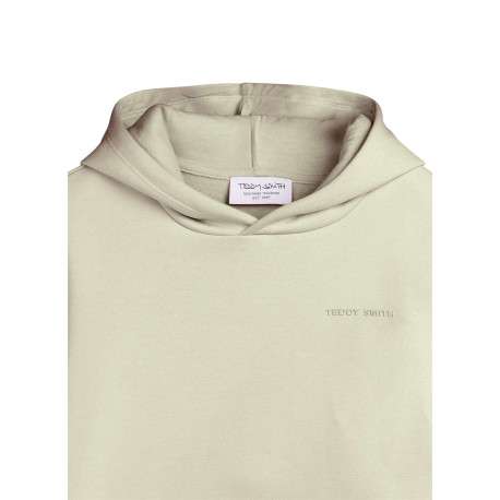 Sweat en coton mélangé vert à coupe droite pourvu d'un col à capuche - Image 3