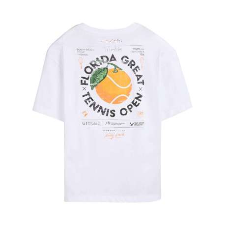 T-shirt en coton blanc à coupe droite pourvu d'un col rond et de manches courtes - Image 2