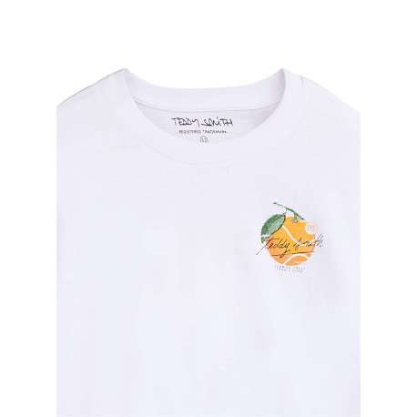 T-shirt en coton blanc à coupe droite pourvu d'un col rond et de manches courtes - Image 3