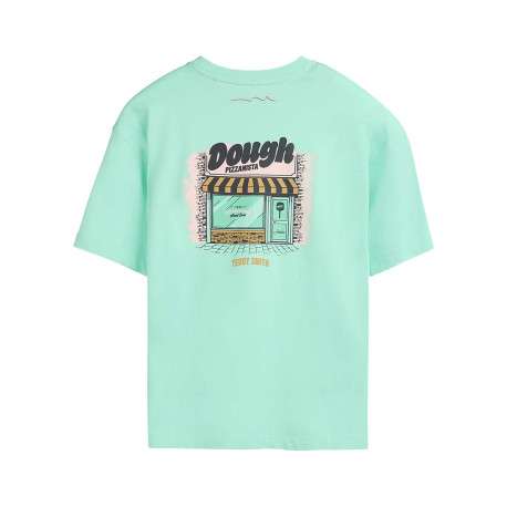 T-shirt en coton vert à coupe droite pourvu d'un col rond et de manches courtes - Image 2