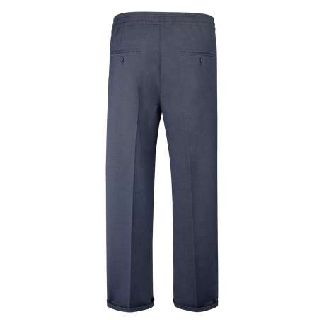 Pantalon bleu foncé à coupe droite pourvu d'une taille élastiquée - Image 2