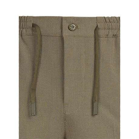 Pantalon vert à coupe droite pourvu d'une taille élastiquée plissée - Image 3