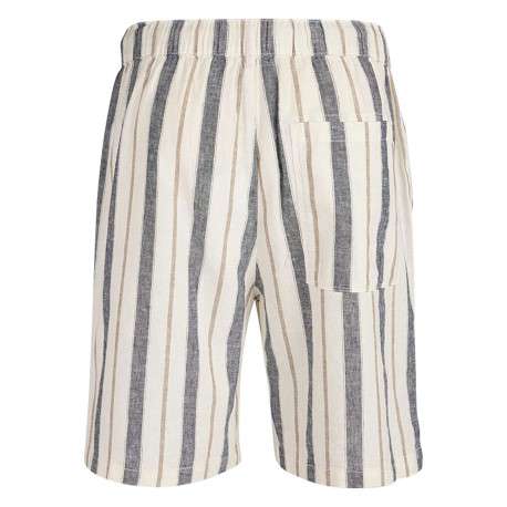 Short en lin et coton beige orné d'un motif à rayures verticales - Image 2