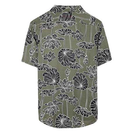 Chemise kaki à coupe droite ornée d'un motif végétal oversize - Image 2