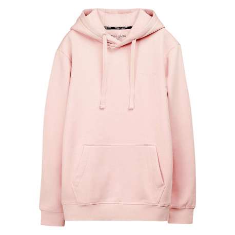 Sweat en coton mélangé rose à coupe droite pourvu d'un col à capuche