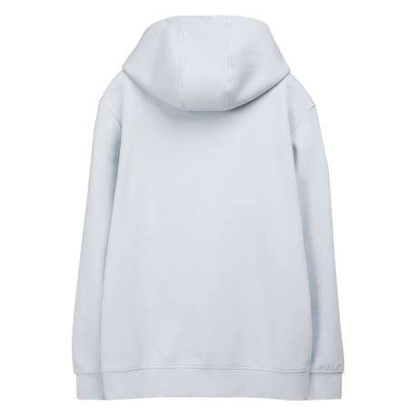 Sweat en coton mélangé bleu clair à coupe droite pourvu d'un col à capuche - Image 2