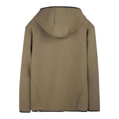 Sweat en coton mélangé taupe à coupe droite pourvu d'un col à capuche - Image 2