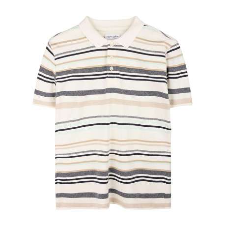 Polo en coton multicolore orné d'un motif à rayures horizontales