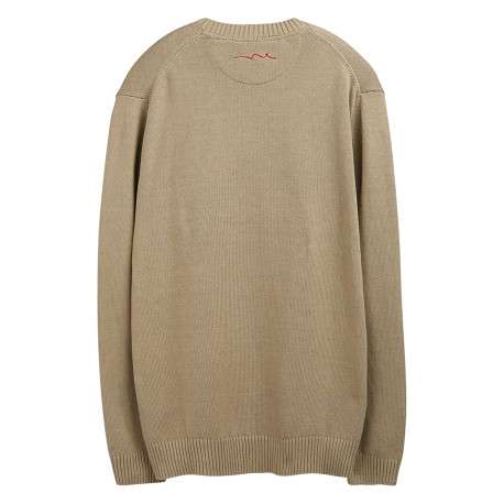 Pull en coton beige à coupe ample pourvu d'un col rond côtelé - Image 2