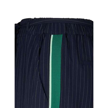 Pantalon bleu foncé à coupe droite orné d'un motif à rayures - Image 3