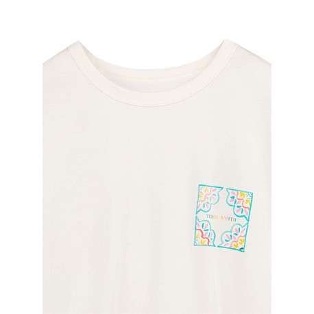 T-shirt en coton blanc imprimé à coupe droite pourvu d'un col rond - Image 3