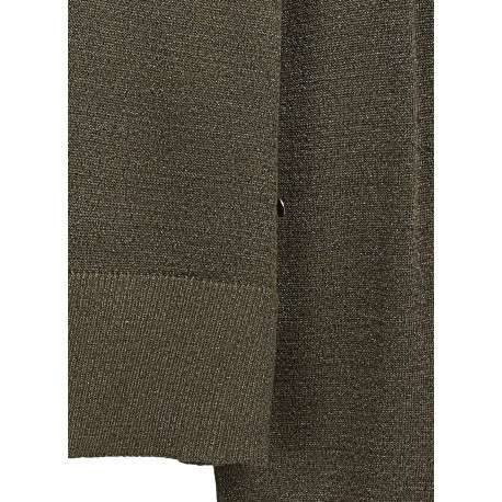 Pull taupe à coupe ajustée pourvu d'un col v et de manches longues - Image 3