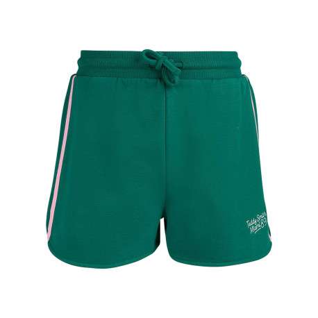 Short en coton mélangé vert uni avec une coupe droite et 2 poches