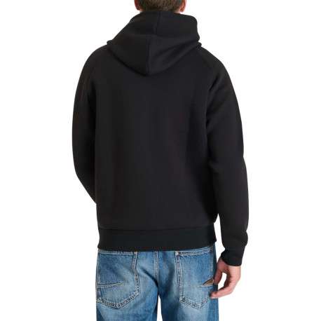 Sweat zippé noir uni avec une coupe droite et un col à capuche - Image 2