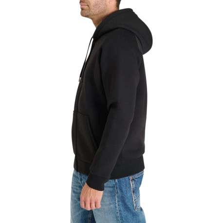 Sweat zippé noir uni avec une coupe droite et un col à capuche - Image 3