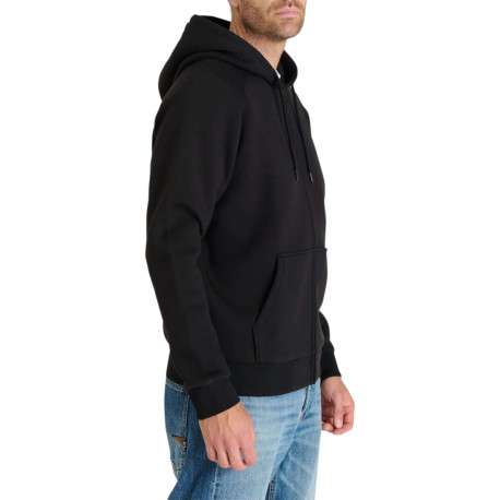 Sweat zippé noir uni avec une coupe droite et un col à capuche - Image 4