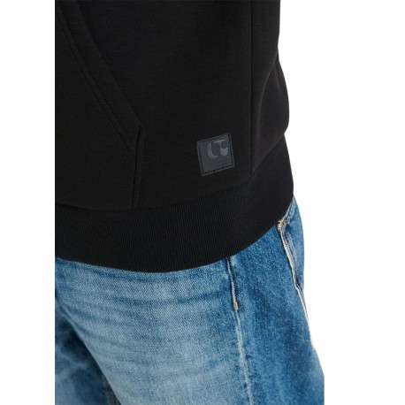 Sweat zippé noir uni avec une coupe droite et un col à capuche - Image 5
