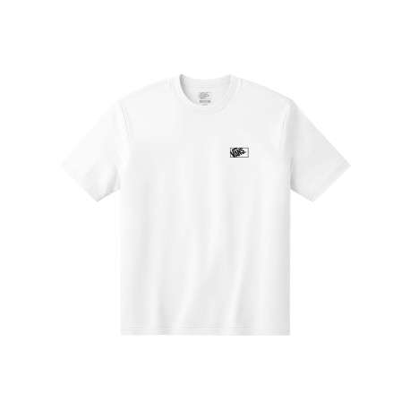 T-shirt en coton blanc imprimé avec une coupe droite et un col rond