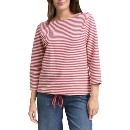 Pull en coton biologique mélangé rose à rayures avec une coupe droite - Image 2