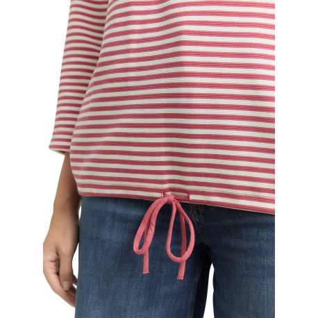 Pull en coton biologique mélangé rose à rayures avec une coupe droite - Image 4