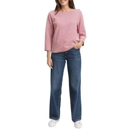 Pull en coton biologique mélangé rose à rayures avec une coupe droite - Image 5