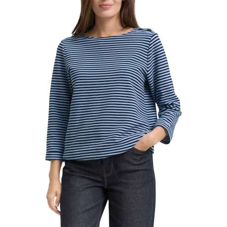 Pull en coton biologique mélangé bleu à rayures avec une coupe droite - Image 2