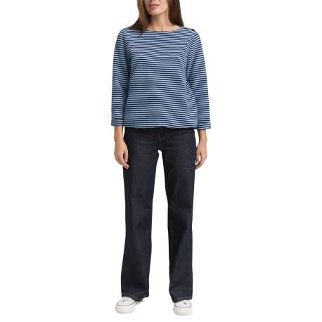 Pull en coton biologique mélangé bleu à rayures avec une coupe droite - Image 5