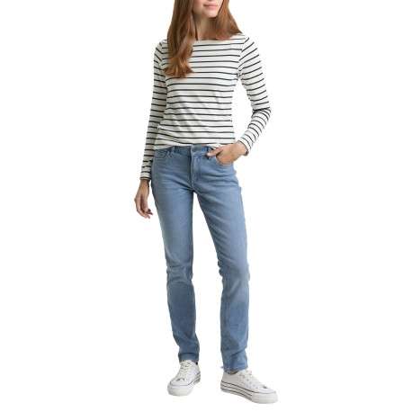 Jean en coton indigo uni avec une coupe slim et une taille intermédiaire - Image 4