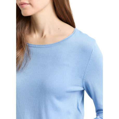 Pull ciel uni avec une coupe ajustée et des manches longues moulantes - Image 2