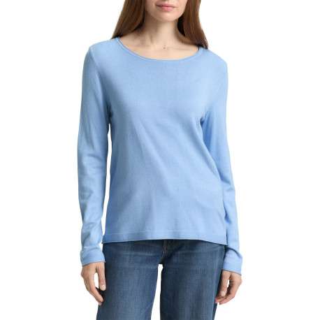 Pull ciel uni avec une coupe ajustée et des manches longues moulantes - Image 3