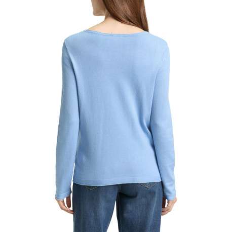 Pull ciel uni avec une coupe ajustée et des manches longues moulantes - Image 4