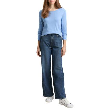 Pull ciel uni avec une coupe ajustée et des manches longues moulantes - Image 5