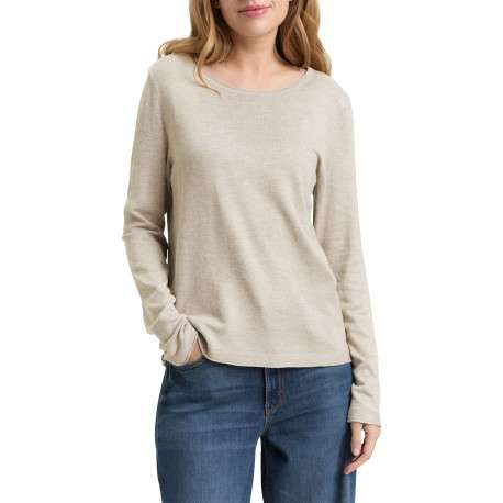 Pull gris uni avec une coupe ajustée et des manches longues moulantes - Image 2
