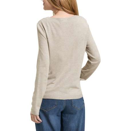 Pull gris uni avec une coupe ajustée et des manches longues moulantes - Image 3