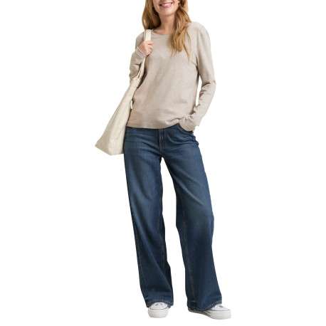 Pull gris uni avec une coupe ajustée et des manches longues moulantes - Image 4