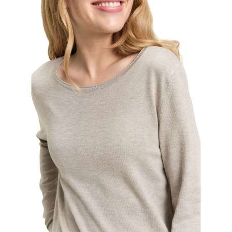 Pull gris uni avec une coupe ajustée et des manches longues moulantes - Image 5