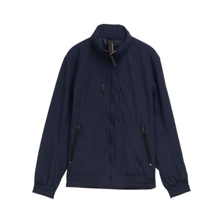 Blouson marine uni avec une coupe droite et des poches zippées à l’avant