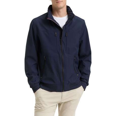 Blouson marine uni avec une coupe droite et des poches zippées à l’avant - Image 2