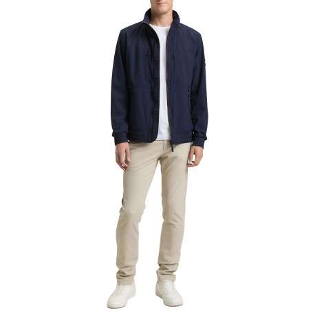 Blouson marine uni avec une coupe droite et des poches zippées à l’avant - Image 5