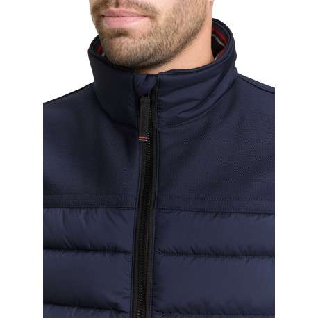 Doudoune marine uni avec une fermeture zippée et un col montant - Image 4