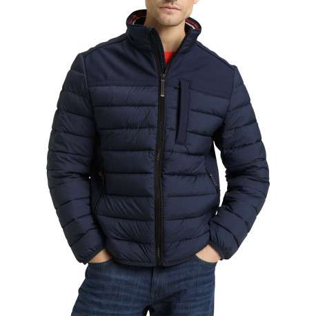 Doudoune marine uni avec une coupe droite et des poches zippées - Image 2